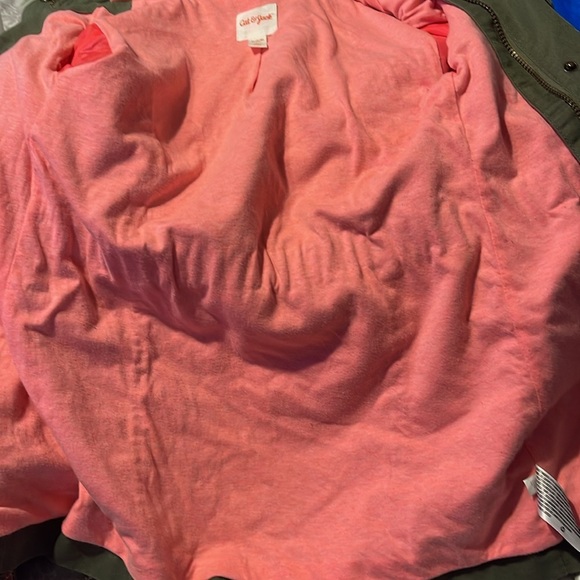 Cat & Jack Olive Raincoat with Coral Hood - Picture 2 of 8